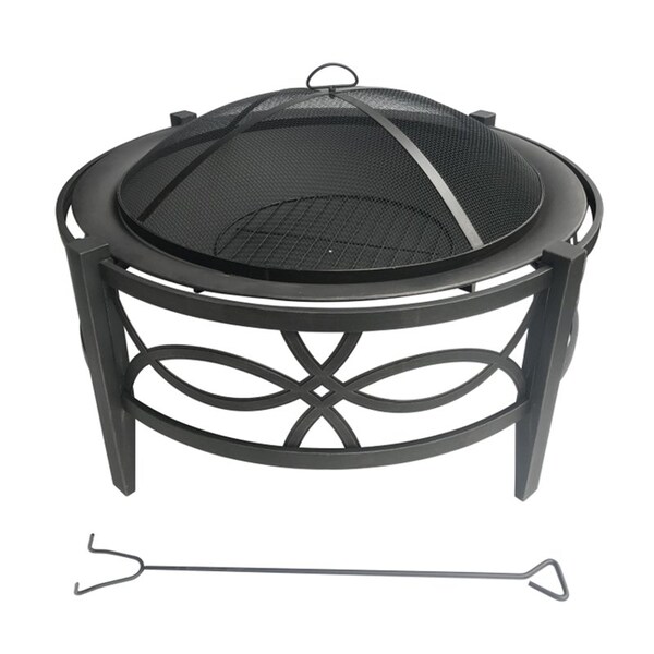 Living Accents Fire Pit Wood Rnd 35"D SRFP12004 Zoro
